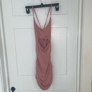 Dusty Rose Backless Ruched Dress